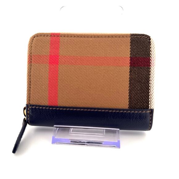 Burberry Vintage Check Zip-Around Compact Wallet with Navy Leather Trim - Picture 5 of 5
